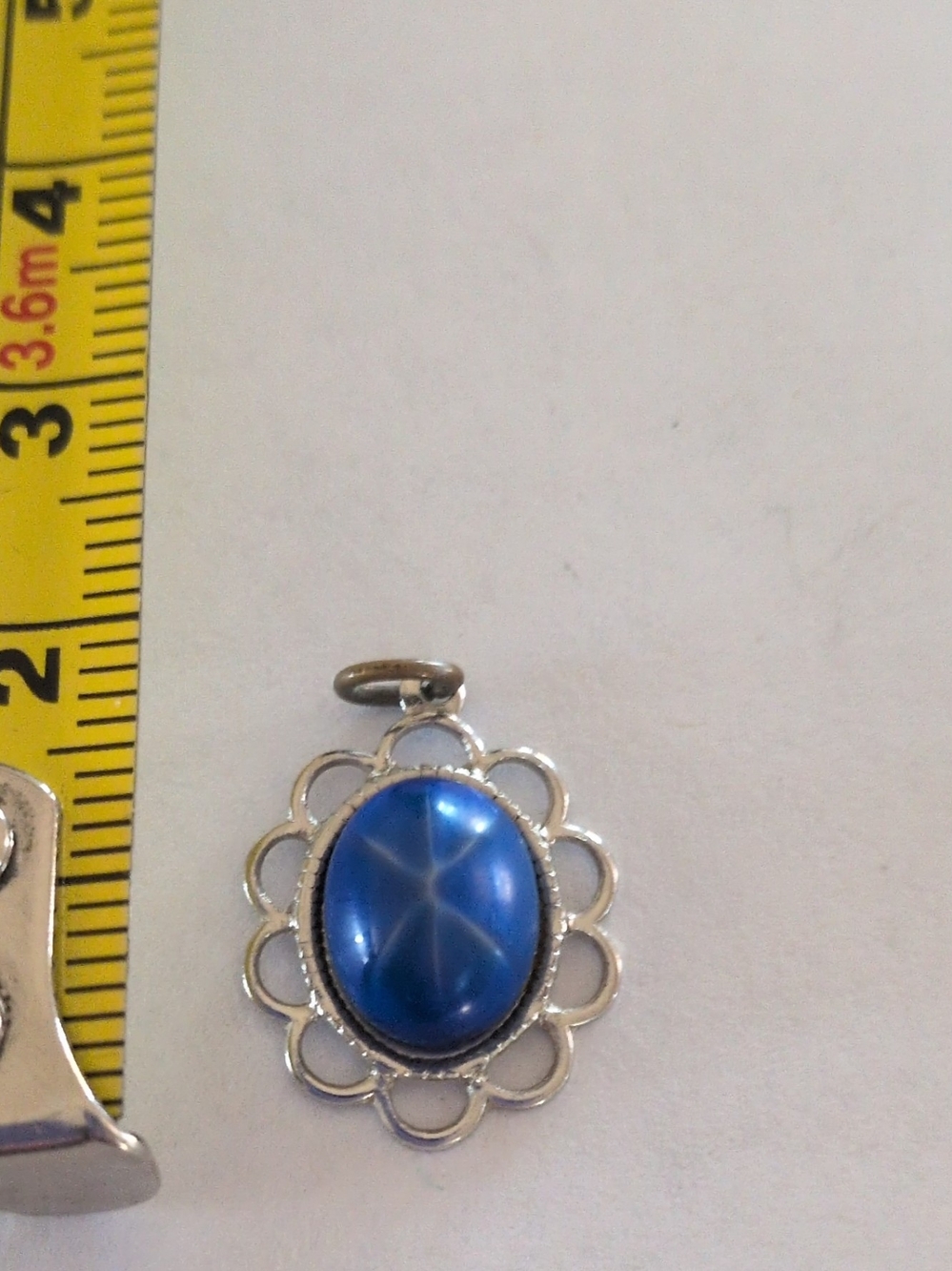 Blue Starburst Oval Pendant Necklace Charm